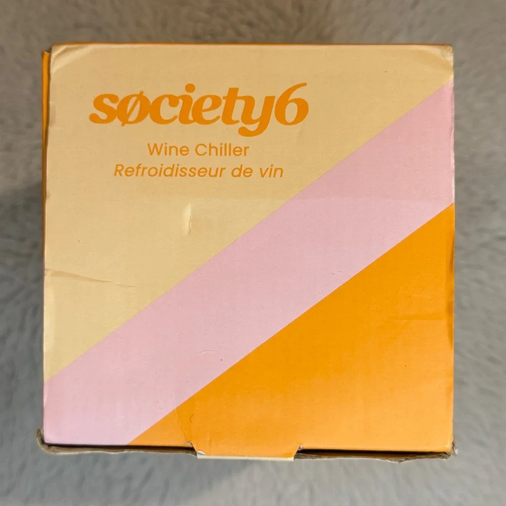 Society6 Mod Wine Chiller Double Wall Stainless Steel‎ Orange Tan New In Box